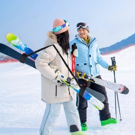 mizikuu 2pcs Ski Carry Strap, Adjustable Ski Straps Ski Backpack Ski Bag with Padded Ski Shoulder Strap Poles Carry Strap for Adults Children Carry Ski Poles Ski Equipment Snowboard