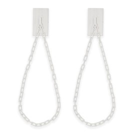 BlastHome® Luxury Chain Tiebacks – Premium Metal Wall Mounted Curtain Holdbacks with 30" Long Chains - Signature Collection, Set of Two – Designer Quality Window Drapery Ties – Brushed White Finish