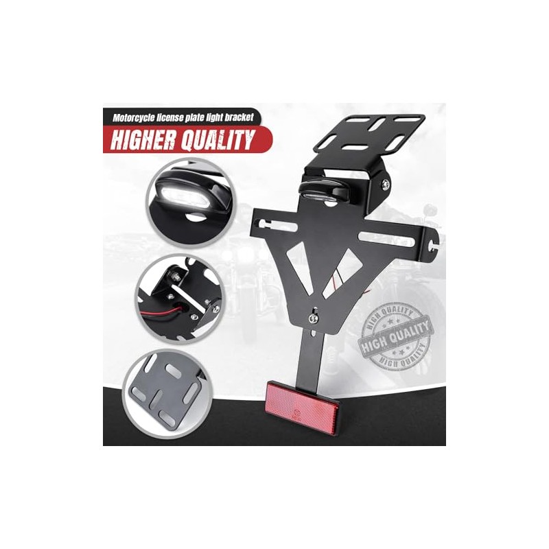 WingFly Motorcycle License Plate Holder, LED Light Motorcycle Number Plate