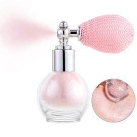 Highlighter Powder Spray, Longwear Shimmer Spray for Face Hair Body, Waterproof Shiny Spray, High Gloss Glitter Spray Makeup for Music Rave Festival, Performance, Wedding Party (03, Shy Pink)