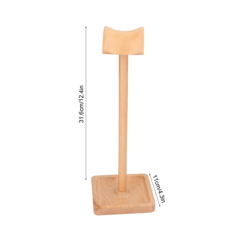 Wooden Headphone Holder Beech Headset Stand Desktop Display Shelf for