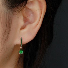 MASOP Earrings 925 Silver Hanging Women's Hoop Earrings with Pendant Zirconia Water Drop Bridal Earrings Jewellery Gifts for Weddings Birthday with Gift Box for Girlfriend Women Girls Silver/Gold,