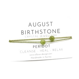 Birthstone Crystal Bracelet - Birthday Crystal Bracelet - Natural Gemstone Birthstone Bracelet (August - Peridot)