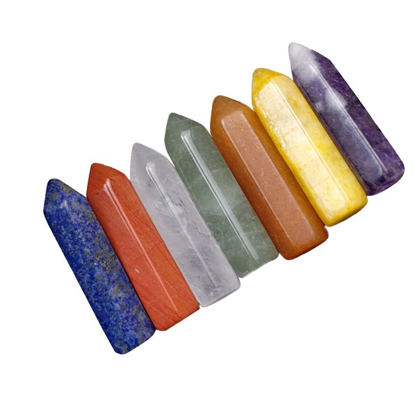 WANGCL 7 Piece Healing Crystal Sticks with Faceted Prism Sticks for Reiki Chakra Meditation Therapy Decor