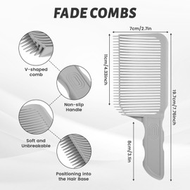 Fade Combs,3 Pcs Barber Gradient Positioning Combs,Fading Comb for Men Self Haircut Barbershop, Trimming Blending Fade Guide for Blending Fades, Flat Curved Push Edger Clipper Positioning Tool
