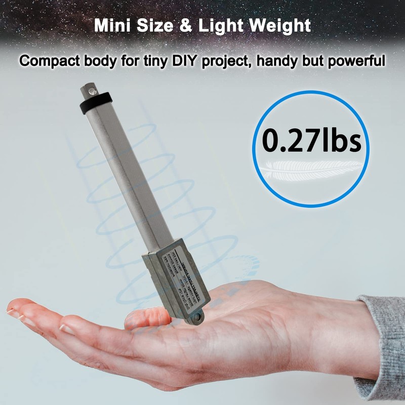 UYGALAXY 12V Mini Electric Linear Actuator 4" Stroke, 188N/42lb, Speed