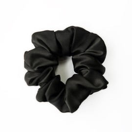 LumeSilk 100% Mulberry Silk Scrunchies for Women and Girls,Pure Silk Hair Tie,No-Crease Ponytail Holder,Soft & Gentle on Hair,Elastic Band for All Hair Types,1 Pack,Black
