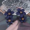 Cimenexe Bohemian Resin Flower Earrings Blue Enamel Flower Earrings Exaggerated