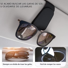 Soporte para Gafas de Sol para Coche, Cuero Soporte para Gafas de Sol, Coche, Ticket Tarjetas, Clip Gafas, Soporte para Parasoles de Coche, Negro