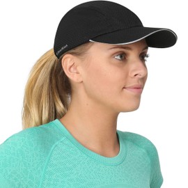 TrailHeads Women's Quick Dry Reflective Race Day Running Hat, Black