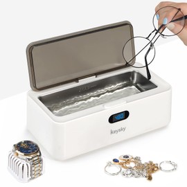 Jewelry Ultrasonic Cleaner for Gold Silver Ring Earring All Jewelry, Small Sonic Cleanser Machine for Eyeglass Watch Coin Retainer at-Home or Travel Use(300ML)