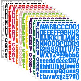 Pegatinas de Letras, Juego de 12 Hojas de Vinilo Autoadhesivo con Números de Letra, Pegatinas de Cartas, Etiquetas Autoadhesivas Pegatinas 12 Colores, para Álbum de Recortes, Botella de agua, Ventanas