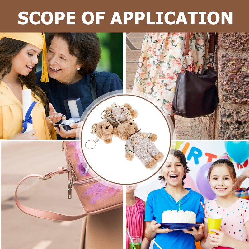 CALLARON 2-Piece Bear Plush Keychain Set for Couples Matching Bag