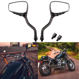 Black 8mm/10mm Motorcycle Skull Skeleton Rearview Side Mirrors For Scooter Chopper Bobber