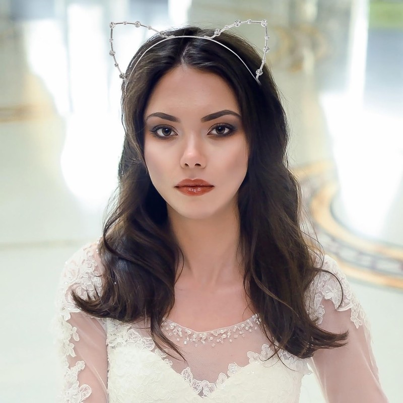 Rosenice Cat Ear Headband with Rhinestones For Masquerade Party, Christmas