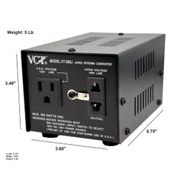 VCT VT-500J - Japanese Step Up/Down Voltage Transformer Converts Japan 100 Volts To 110V OR Vice Versa - 500 Watt