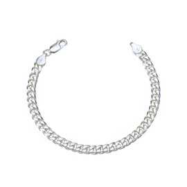Waitsoul Silver Bracelet for Men 5mm Diamond-Cut Cuban Link Curb Chain Bracelet for Women 8.5 Inch