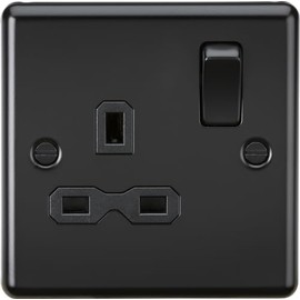 Knightsbridge 13A 1G DP Switched Socket - Matt Black