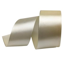 Chenkou Craft Solid Satin Ribbon Ribbons 50 Yards (2 Rolls) Beige Craft Bow Party Decoration Packing Ribbons (Beige, 2"(50mm)