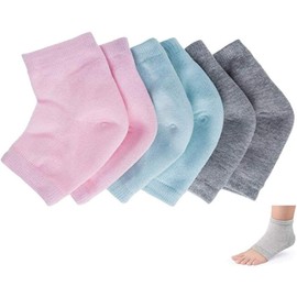 Gel Socks 3 pairs Vented Moisturizing flexible Unisex Gel Heel Socks Day Night Toe Open Feet Care Sets Ultimate Treatment for Dry Hard Cracked Skin with Spa Quality Botanical Gel Pack for women man