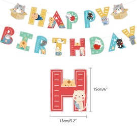 Cat Theme Birthday Party Decoration,Cute Cat Happy Birthday Banner With Cat Hanging Swirls,Boys Girls Party Flag Bunting For Happy Birthday Baby Shower Meow Kitty Theme Party Garden Home Decoration