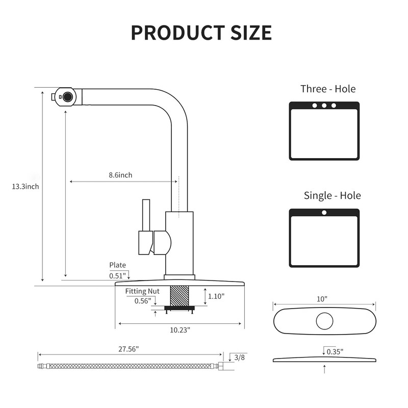OWOFAN Kitchen Faucet with Pull Down Sprayer Black Waterfall Single