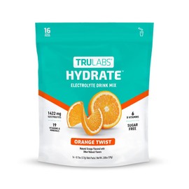 TRULABS Hydrate - Orange Twist. Sugar Free Electrolytes Hydration Packets. Each Serving Contains 1422 mg of Electrolytes &19 Vitamins & Minerals (16 ct)