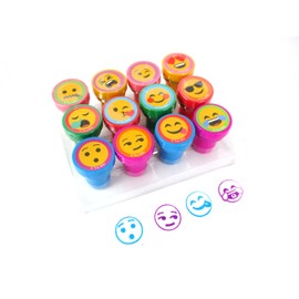 TINYMILLS 12 Pcs Emoji Stamp Kit for Kids - Emoji Self Inking Stamps Gift Party Favors