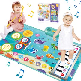 Piano Mat, Toy, Drum Set, Multi-functional, Music Mat, Folding, Music Mat, 8 Keys, 8 Types of Animal Sounds, 17 Demo Songs, 6 Types of Musical Instrument Sounds, Recording, Playback, Volume