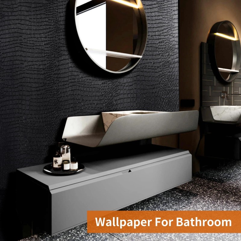 Kimhan Black Peel and Stick Wallpaper Removable Crocodile Self Adhesive