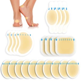 22 Pieces Blister Plasters for Feet - YueXing Invisible Hydrocolloid Gel Blister Bandages - Blister Cushions for Heel, Toe & Foot, Water Resistant Bandages(Variety Pack)
