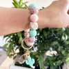 Phamines Silicone Beaded Wristlet Bracelet Keychain, Cute Cactus Beaded Bangle