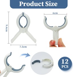 TSKDKIT Pack of 12 Large Clips, Towel Clips for Beach Loungers, Clothes Pegs, Large Windproof Bath Towel Clips, Strong Towel Clips for Beach Loungers, Bath Towel, Daily Laundry and Bed Linen