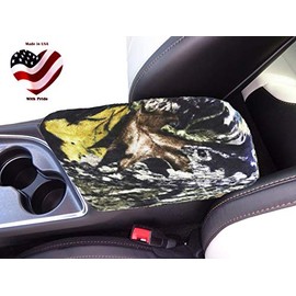Car Console Covers Plus Made in USA Designed for Dodge Challenger 2015-2024 Fleece Auto Armrest Center Console Cover Protector Mossy Oak