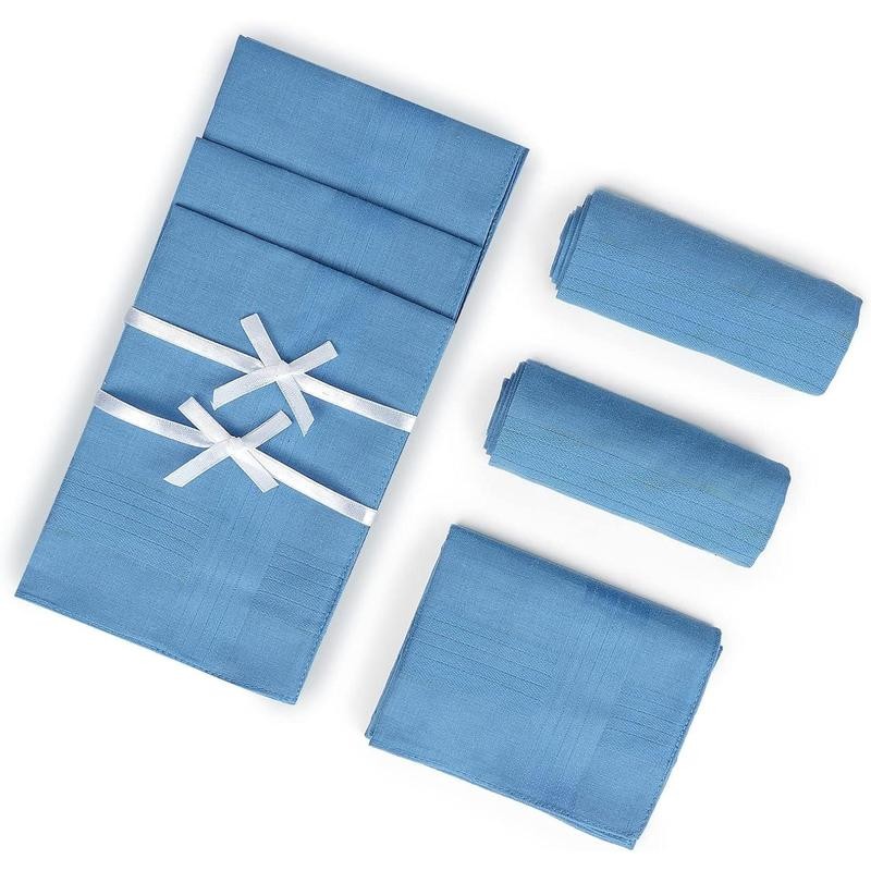 Men's Pure Cotton Handkerchiefs with Hem, Bulk Set Hankies -