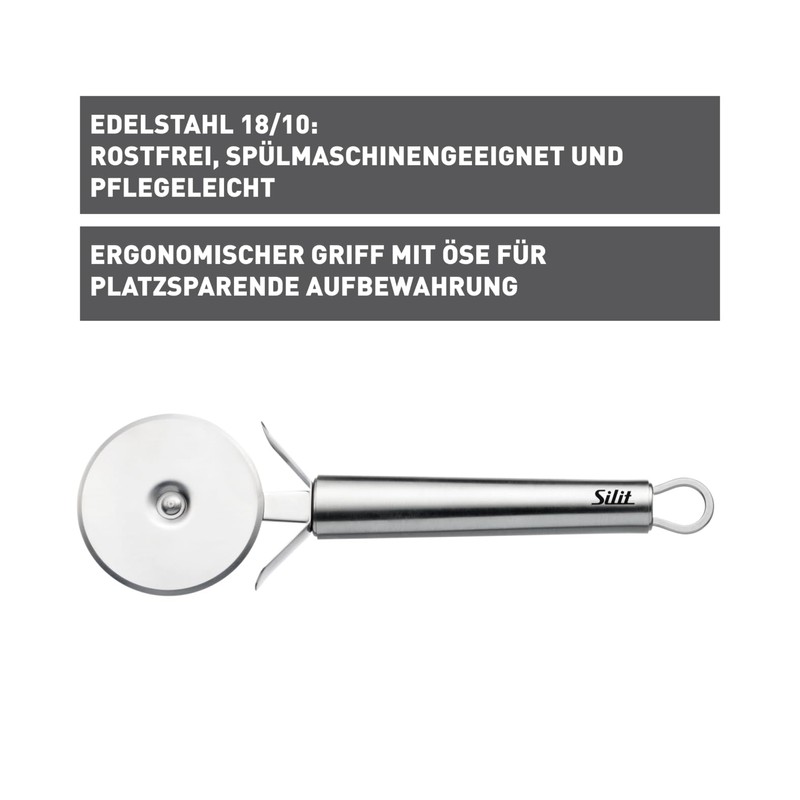Silit Classic Line Pizza Cutter, 17.5 cm, Pizza Cutter, Polished