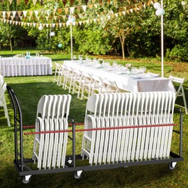 Folding Chair Cart with Wheels Heavy Duty 500 LBS Capacity, Rolling Chair Dolly for 50 Chairs w/Dual Handles & Anti-Fall Design, Commercial Cart for Events, Church, Conference, Weddings