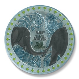 Grasslands Road "Family is Forever Glass Platter, 15-Inch, Blue