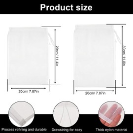 YFaith Pack of 6 Nut Milk Strainer, 30 x 20 cm Nut Milk Bags, Reusable, Nylon Juice Filter Bag, with Drawstring, Nut Milk Bag Nylon, for Filtering Soy Milk, Juice, Tea Set