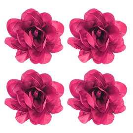 M METERXITY 4-Pack Large Women's Brooches Lapel Pin, Lapel Pins Dainty Satin Fabric Big Camellia Flower Hair Clip Dancer Pin Up for Hats/Parties/Clothes/Jewelry [14cm, Rose Pink]