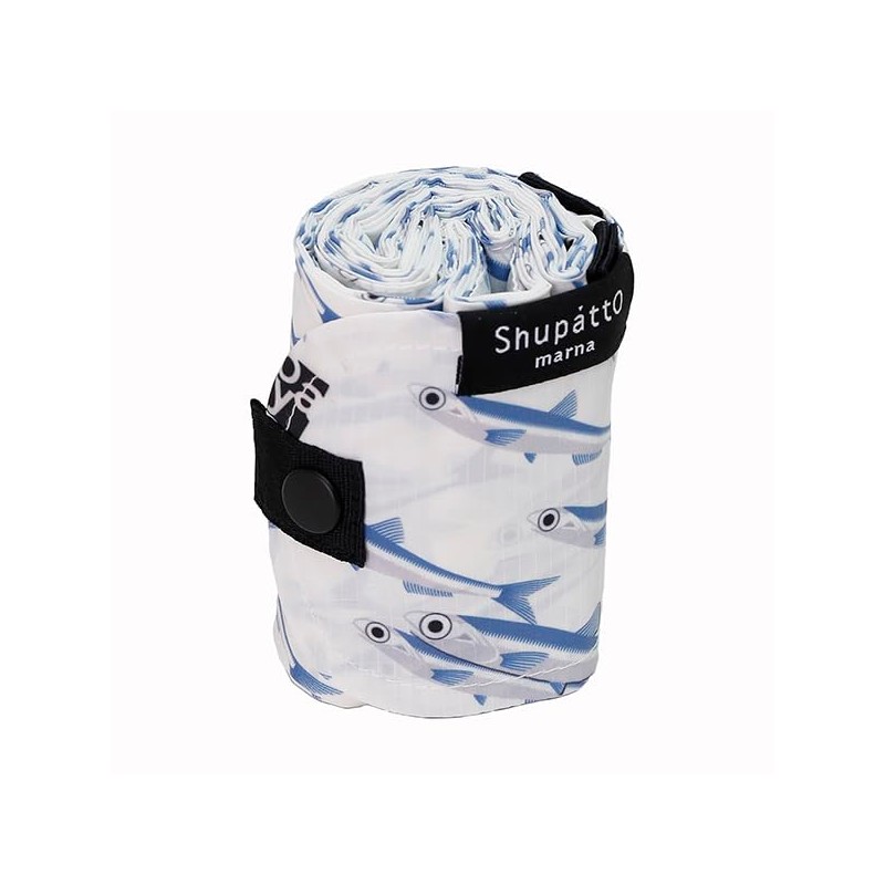 Shupatto Itoya Compact Bag M, white & blue