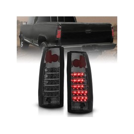 AmeriLite for 1988-1999 Chevy GMC Full Size C/K Pickup Truck Tahoe Suburban Smoke LED Replacement Tail Lights Assembly Pair - Passenger and Driver Side