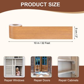MECCANIXITY Wood Grain Repair Tape, 2 Inch x 33 Feet Self Adhesive Wood Grain Tape Multi-Purpose Wallpaper Border Trim for Furniture Floors Windows Doors Tables Home DIY Projects, Honey Maple