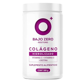 Bajo Zero Restore. Colágeno hidrolizado, Vitamina C, Vitamina D y Biotina. 500 g.