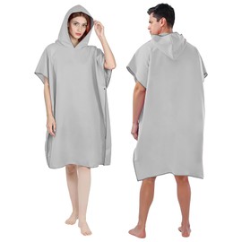 Poncho de Surf con Capucha de Microfibra, 90x 110cm Bata de Baño para Mujer y Hombre, Toalla de Playa, Secado Rápido y Cómodo, para el Surf, la nataci