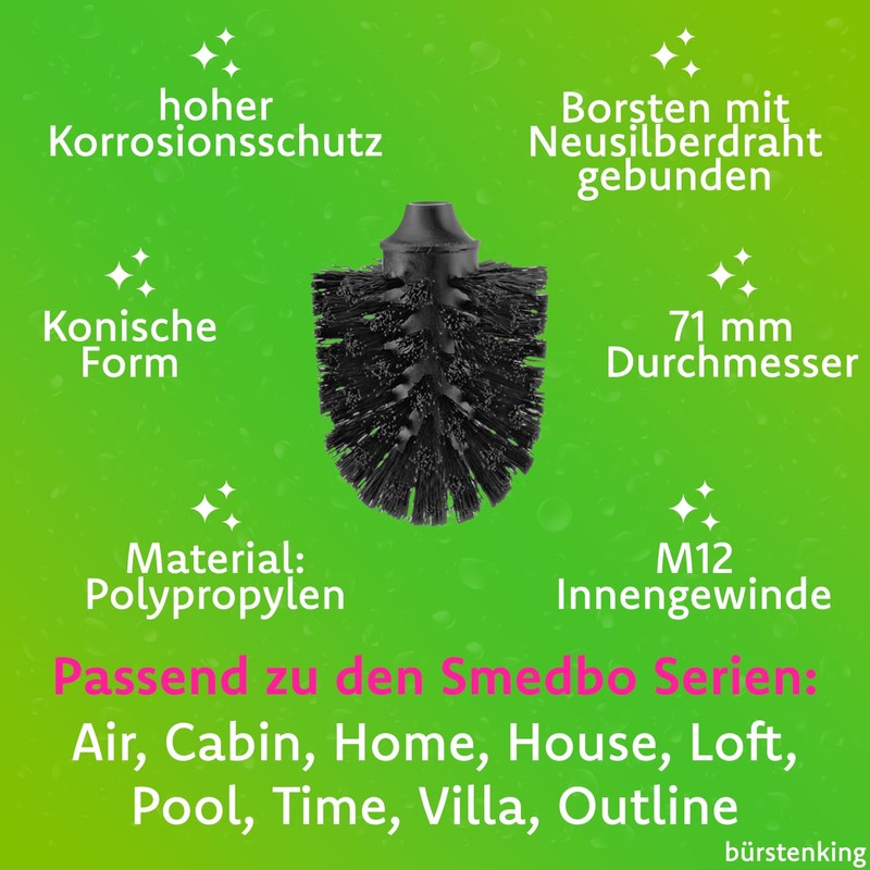 Bürstenking Toilet Replacement Brush Head, 71 mm, Toilet Brush Head