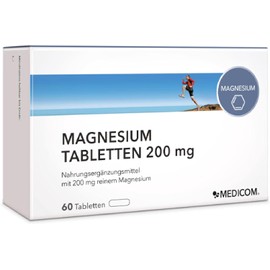 Medicom Medicom C Magnesium Tabletten 200 mg, St?rkt Muskelfunktion, Herzmuskel, Nervenfunktion, Energiestoffwechsel, Erhaltung der Knochen & Z?hne & K?rperflssigkeiten, Vegan C 60 Brausetabletten