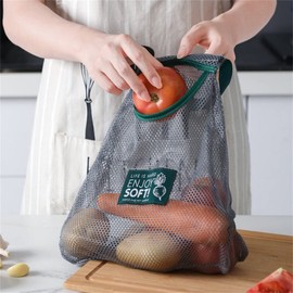Reusable Kitchen Fruit Vegetable Garlic Onion Hanging Storage Breathable Mesh Bags Kitchen Organizer Organizador