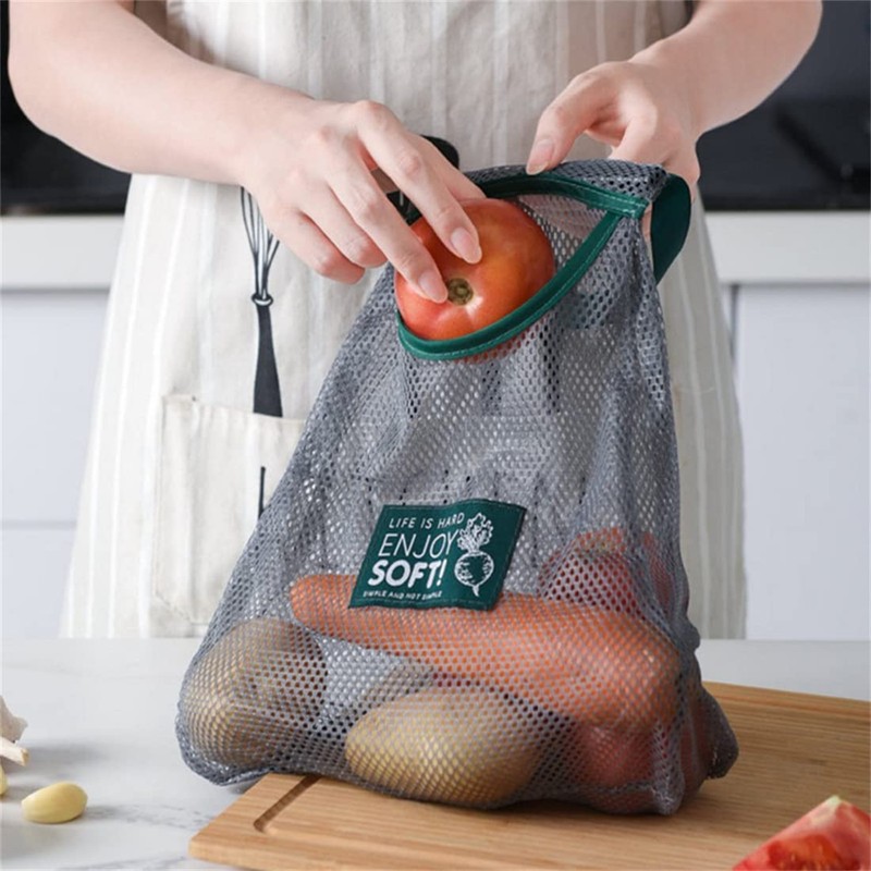 Reusable Kitchen Fruit Vegetable Garlic Onion Hanging Storage Breathable Mesh