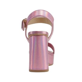Soda “MACEY” ~ Women Open Square Toe Single Band High Heel Platform Dress Sandal with Adjustable Ankle Strap (Pink Metallic PU, 8, us_footwear_size_system, adult, women, numeric, medium, numeric_8)